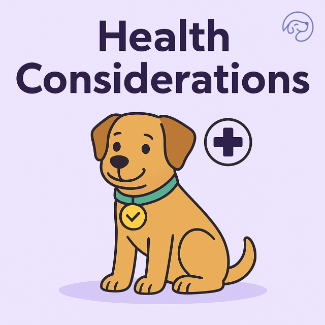 Illustration of a healthy dog with a checkmark tag, symbolizing the importance of ensuring your dog is in good health and up-to-date on vaccinations before boarding.