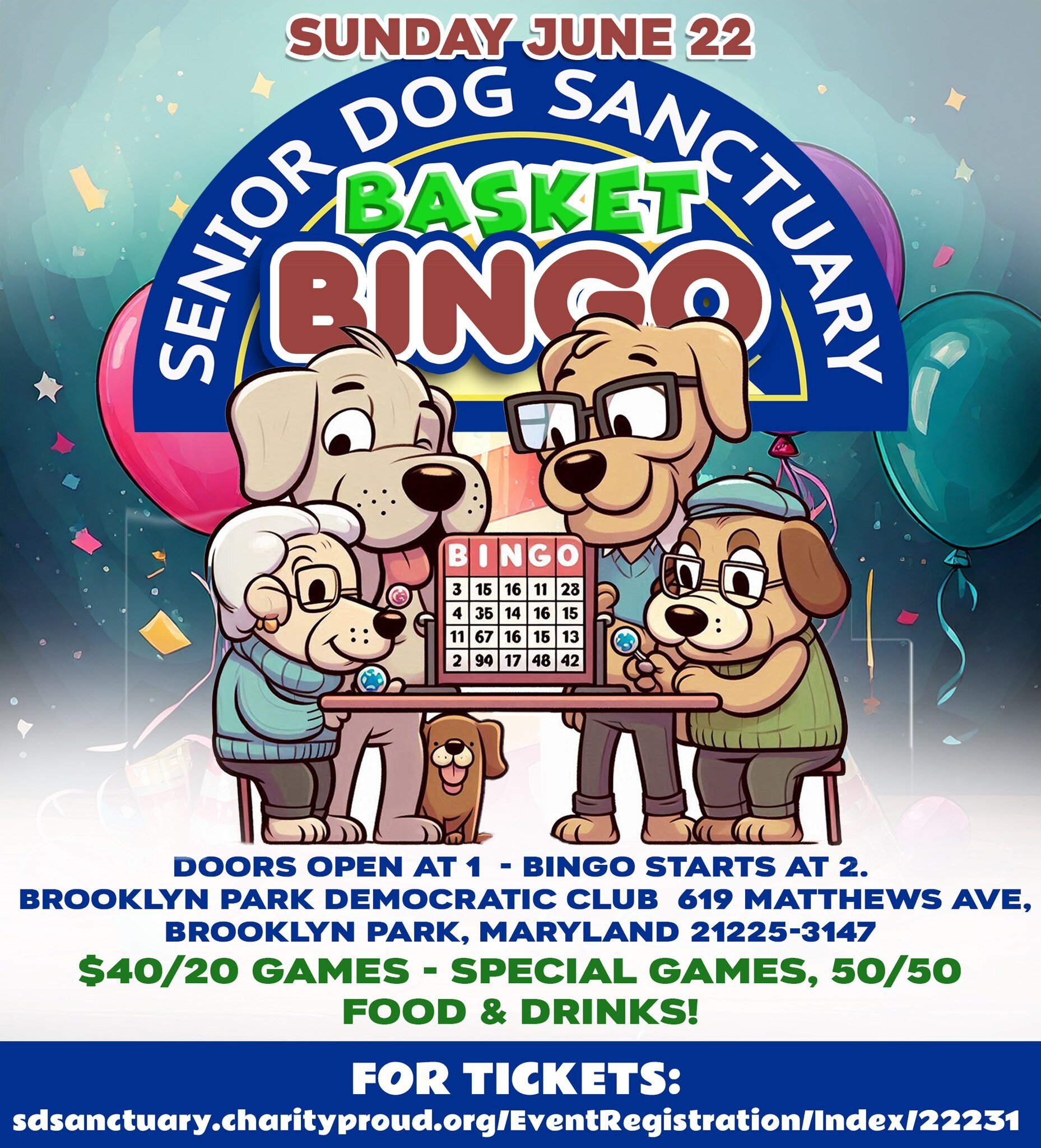 Senior Dog Sanctuary Basket Bingo